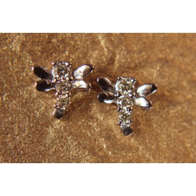 Diamond Earrings Dragonfly Design